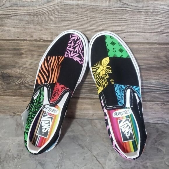New Vans Slip On Crayola Sneakers Deadstock Wearable Art Indie Alt Skater Artsy - Picture 7 of 8